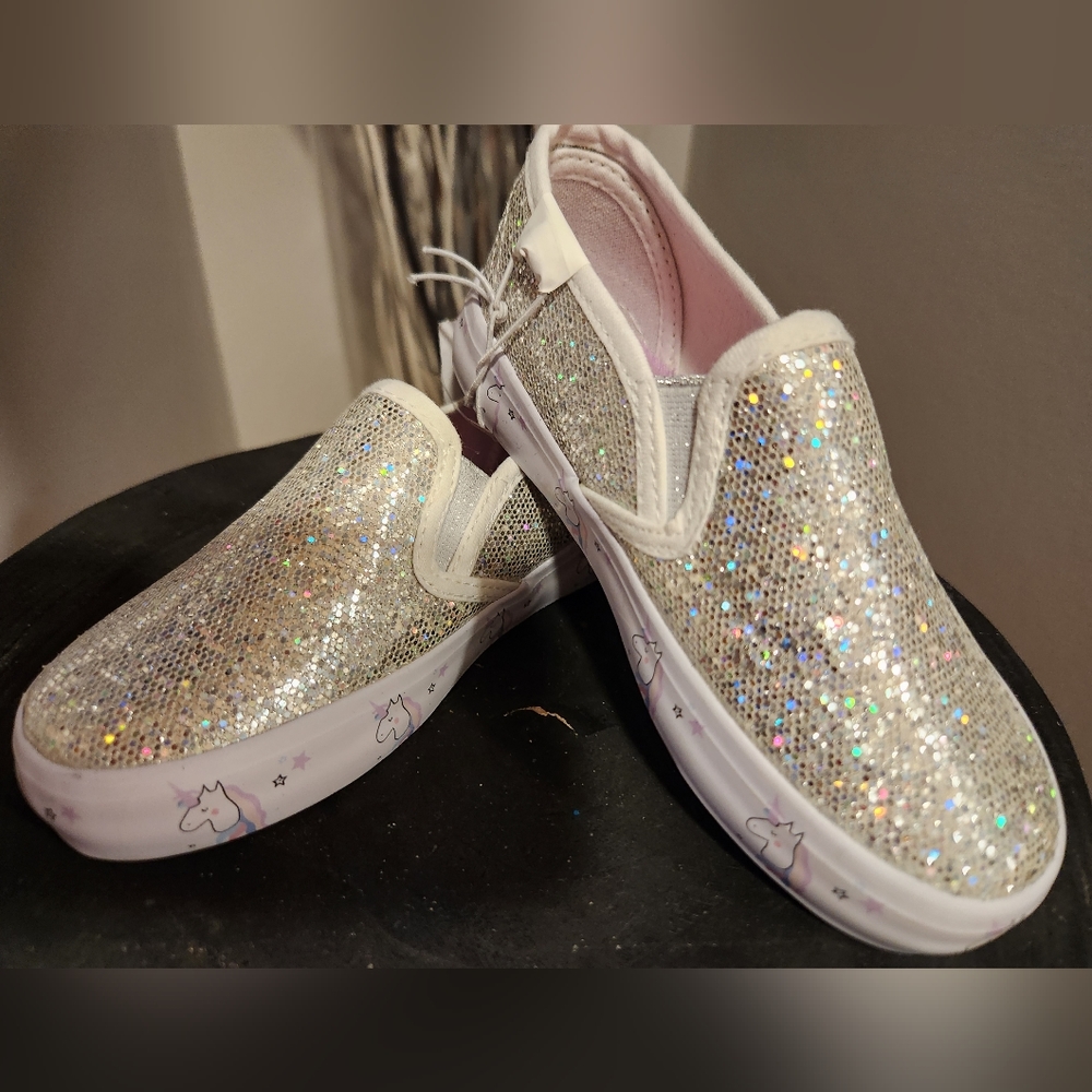 White glitter shoes